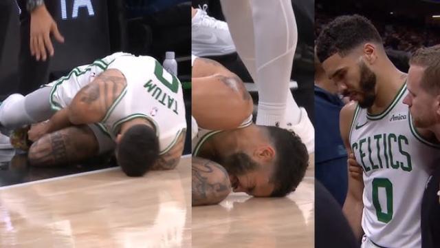 塔图姆遭小萨垫脚 幸无大碍！离场未穿着保护靴